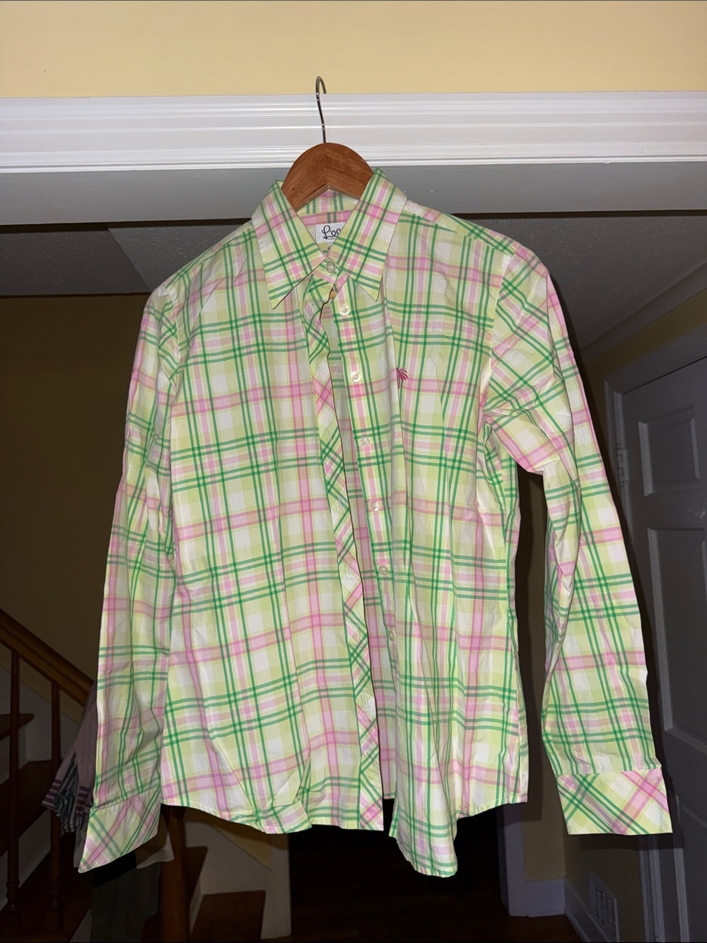 Lilly Pulitzer Pastel Green & Pink Plaid Button-Down Shirt